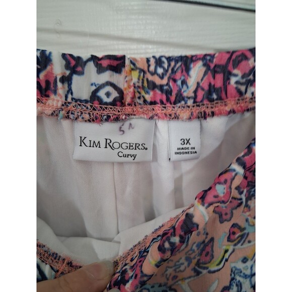 Kim Rogers Skirt Womens Plus 3X Pink Blue Black Abstract Pull On A-Line Lined - Picture 4 of 4